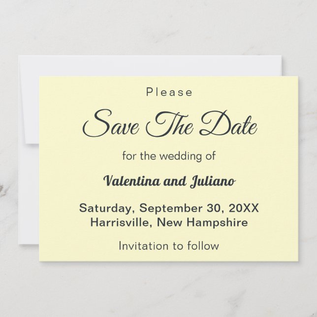 Cream With Slate Text Wedding Save The Date (Vorderseite)