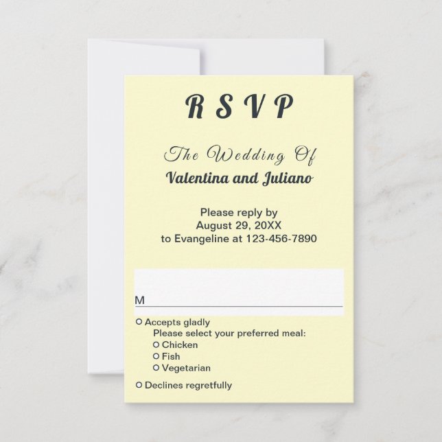 Cream With Slate Typography Portrait Wedding RSVP (Devant)