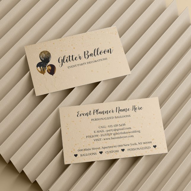 Cream Yellow Decoration Event Plane Feier Visitenkarte (Cream Yellow Decoration Event Planner Celebration Business Card)