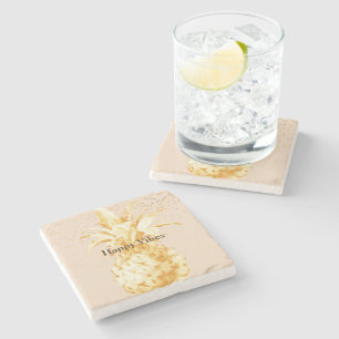 Cream Yellow Gold Ananas Steinuntersetzer