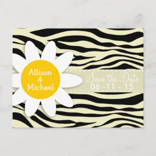 Cream Zebra Stripes Animal Print, Daisy Ankündigungspostkarte