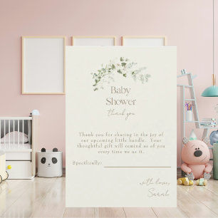 Creamfarbene neutrale Babyparty mit Grün Dankeskarte