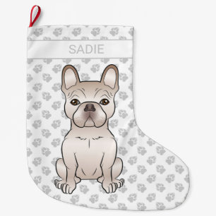 Creamfarbener Französische Bulldogge / Frenchie mi Großer Weihnachtsstrumpf