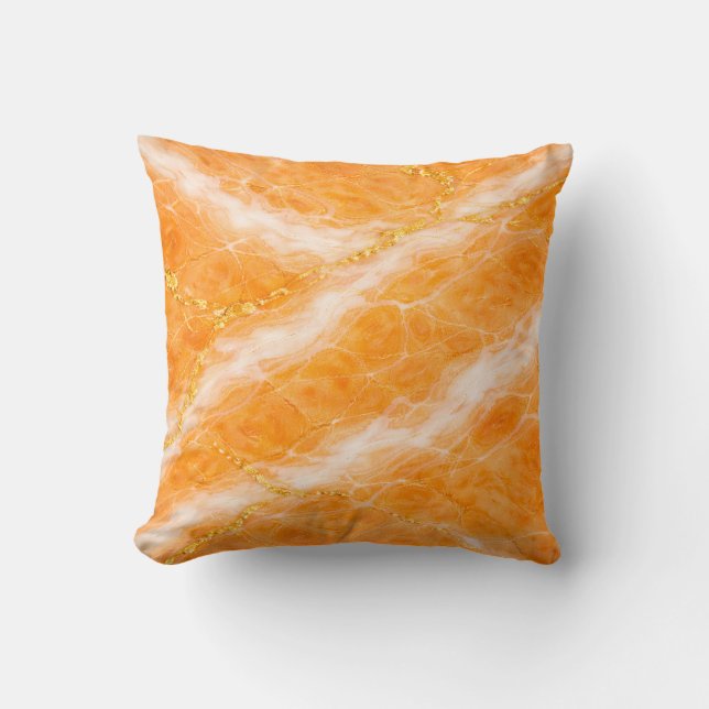 Creamsicle Marble with Ivory Swirls & Gold Veining Kissen (Vorderseite)