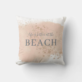 Creamy Blush Pink Blue and Gold Beach Kissen