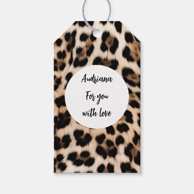 Creamy Brown Black Leopard Geburtstag Geschenkanhänger (Vorderseite)