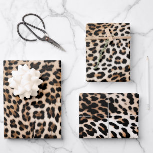 Creamy Brown Black Leopard Geschenkpapier Set