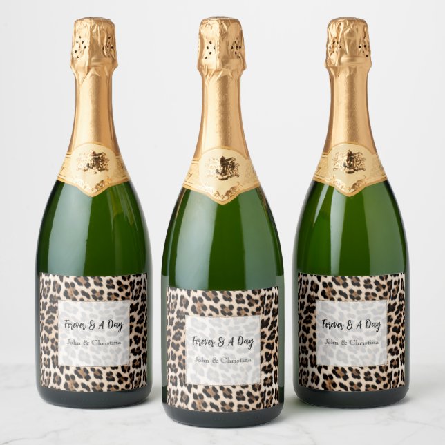 Creamy Brown Black Leopard Print Animal Wedding (Flaschen)