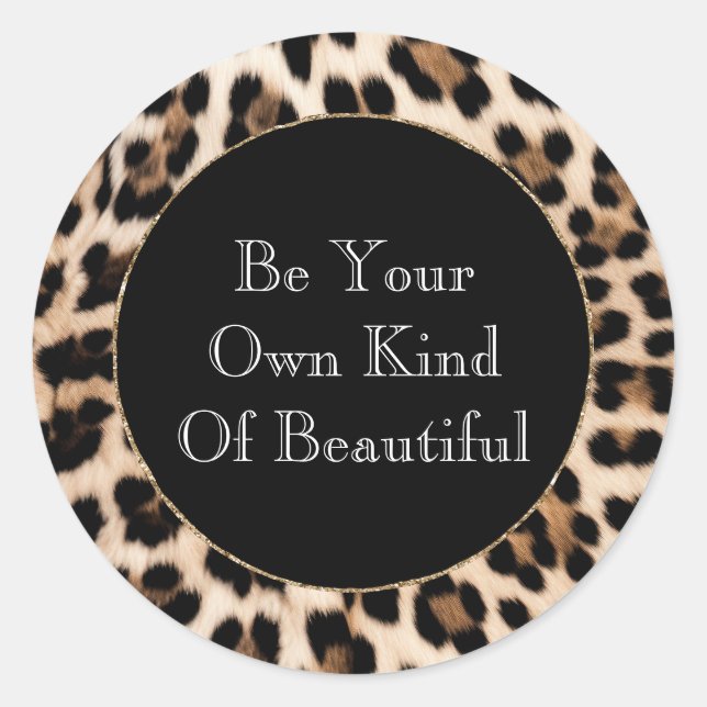 Creamy Brown Black Leopard Print Runder Aufkleber (Vorderseite)