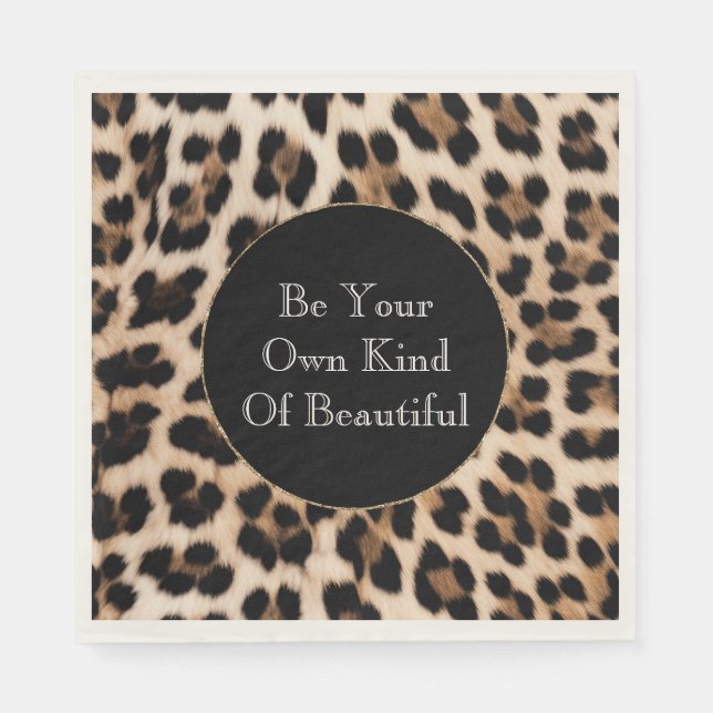 Creamy Brown Black Leopard Print Serviette (Vorderseite)