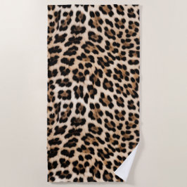Creamy Brown Black Leopard Strandtuch