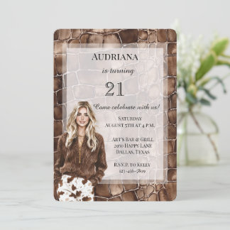 Creamy Brown Chocolate Blond Girl Birthday Einladung