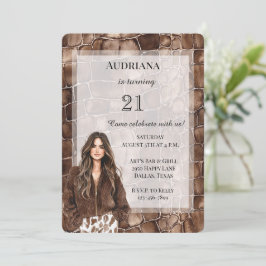 Creamy Brown Chocolate Brown Hair Girl Birthday Einladung