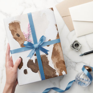 Creamy Brown Chocolate Cow Print Animal Birthday Geschenkpapier