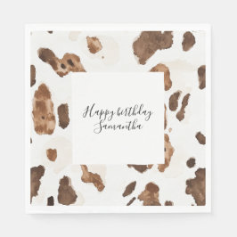 Creamy Brown Chocolate Cow Print Animal Birthday Serviette