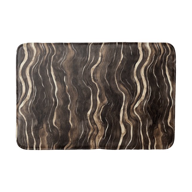 Creamy Brown Chocolate Gold Wavy Stripes Christmas Badematte (Vorderseite)