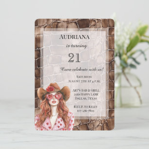 Creamy Brown Chocolate Red Hair Girl Birthday Einladung