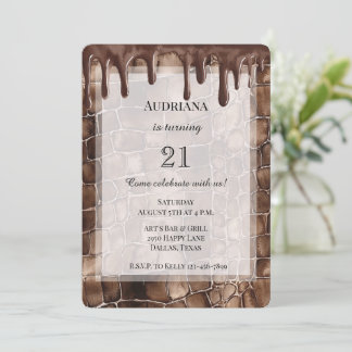Creamy Brown Chocolate Tropfen Geburtstag Einladung
