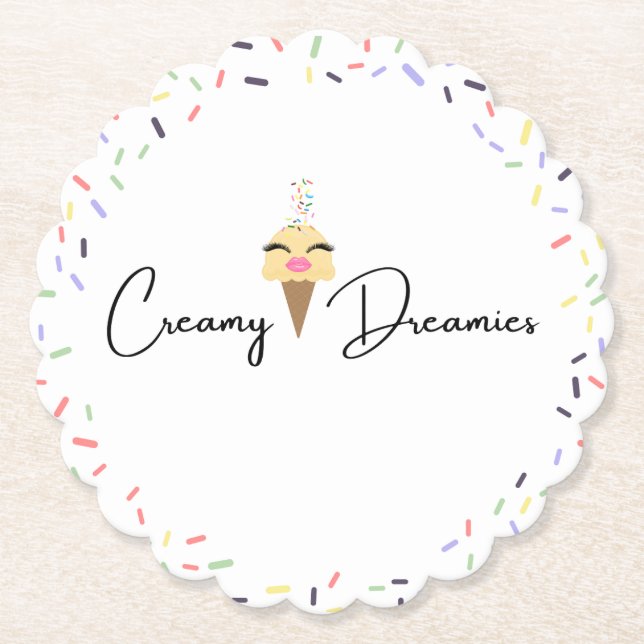Creamy Dreamies Trinkhalme-Papier-Untersetzer  Untersetzer (Vorderseite)