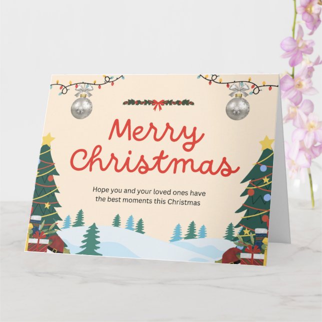 Creamy Elegance Illustrative Merry Christmas Gree Karte (Orchidee)
