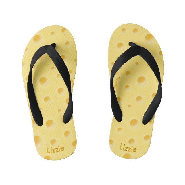 Creamy Gelb Schweizer Käse Niedlich Personalisiert Kinderbadesandalen (Fußbett)