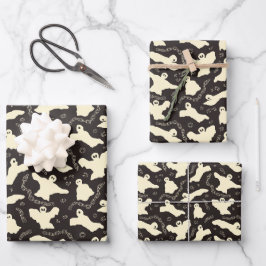 Creamy Ghosts - Halloween-Muster. Geschenkpapier Set
