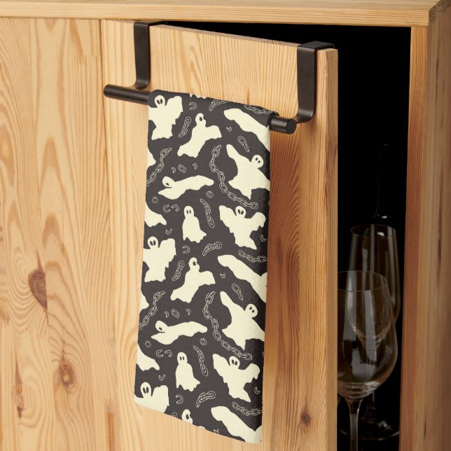 Creamy Ghosts - Halloween-Muster. Geschirrtuch (Drittel gefaltet)