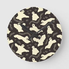 Creamy Ghosts - Halloween-Muster. Runde Wanduhr