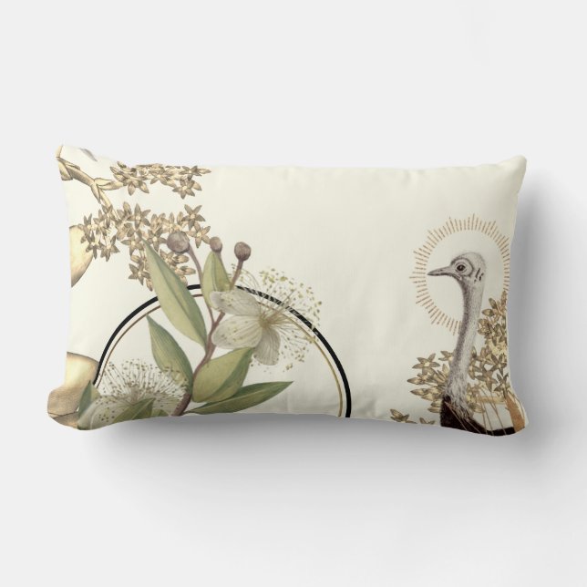 Creamy Ivory Artistic Botanic Floral Design Lendenkissen (Vorderseite)