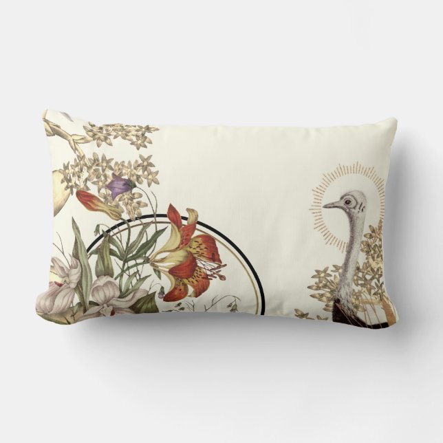 Creamy Ivory Artistic Tiger Lily Floral Design Lendenkissen (Vorderseite)