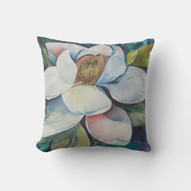 Creamy Magnolia Blume Kissen (Vorderseite)