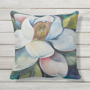 Creamy Magnolia Blume Kissen