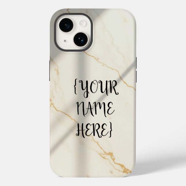 Creamy Marble Monogram Tough Style iPhone Case (Rückseite)