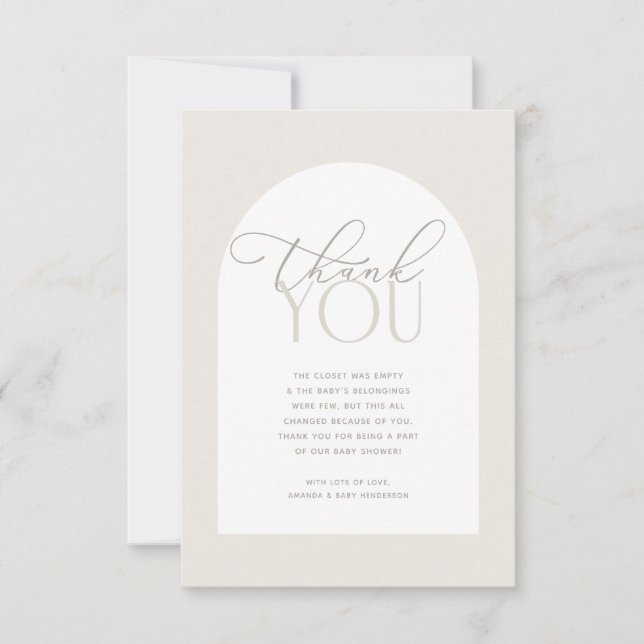 Creamy Neutral Baby Dusche Dankeskarte (Vorderseite)