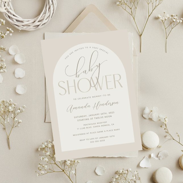 Creamy Neutral Baby Dusche Einladung (Creamy Neutral Baby Shower Invitation)