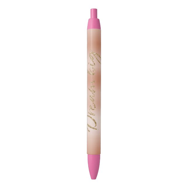 Creamy Peach Rose Blush Gold Traum Glitzer Kugelschreiber (Vorderseite Vertikal)