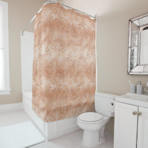 Creamy Peach Rose Blush Leopard Print Duschvorhang