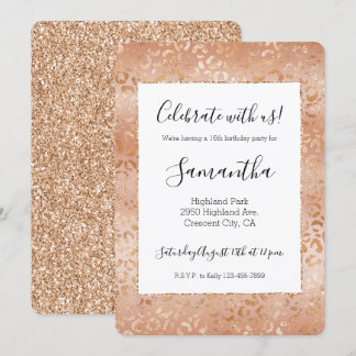 Creamy Peach Rose Blush Leopard Print Einladung