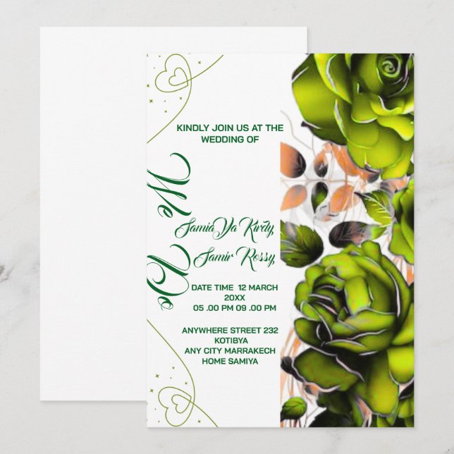 Creamy-Rose-Einladungs-Vorlage | Printabl Einladung (Vorne/Hinten)