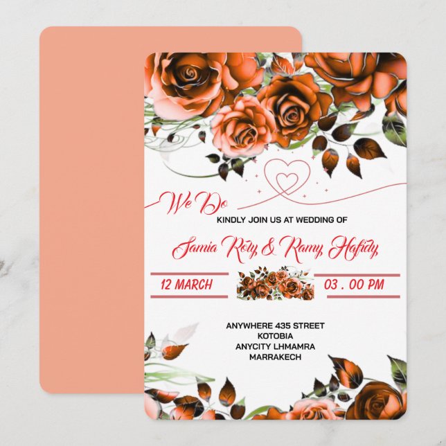 Creamy-Rose-Einladungs-Vorlage | Printabl Einladung (Vorne/Hinten)