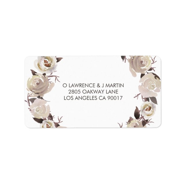Creamy Rose Wreath Floral Adressaufkleber (Vorne)