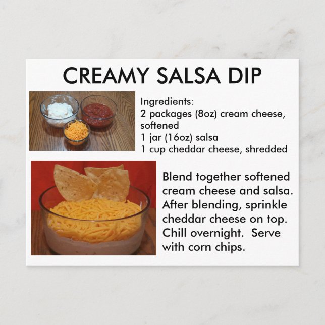 Creamy Salsa Dip Rezeptkarte Postkarte (Vorderseite)