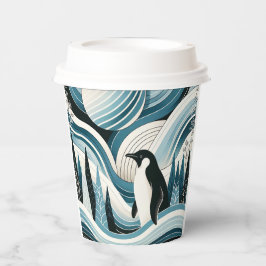 Creamy Sky Blue Pinguin im Eiswinterwald Pappbecher