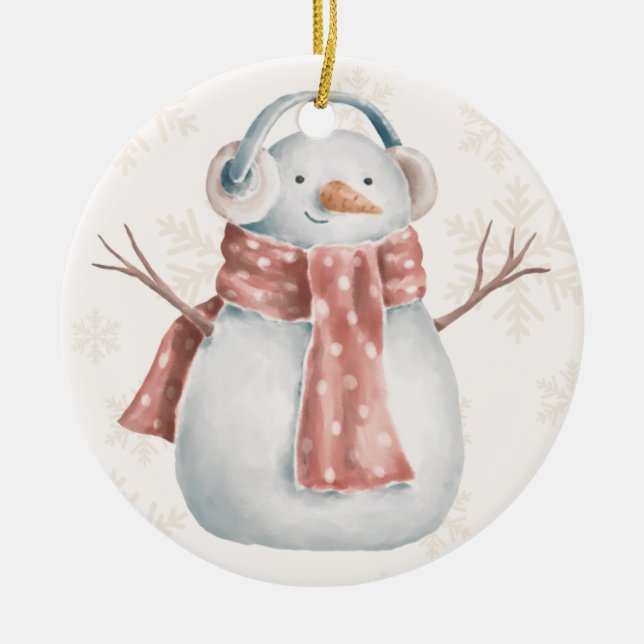 Creamy Snowman Keramik Ornament (Vorne)