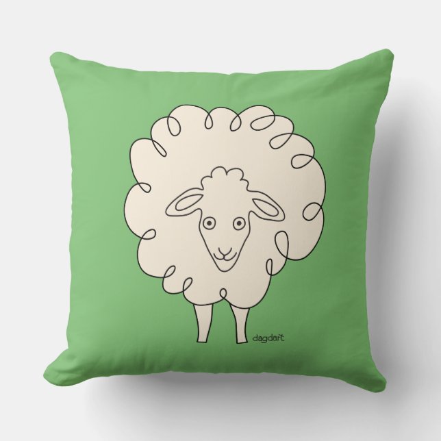 Creamy Whimsical Sheep Throw Kissen (Vorderseite)