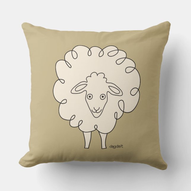 Creamy Whimsical Sheep Throw Kissen (Vorderseite)