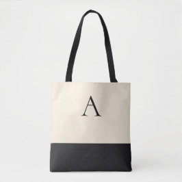 CREAMY WHITE and Black 1 Letter Monogram Tasche