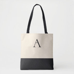 CREAMY WHITE and Black 1 Letter Monogram Tasche