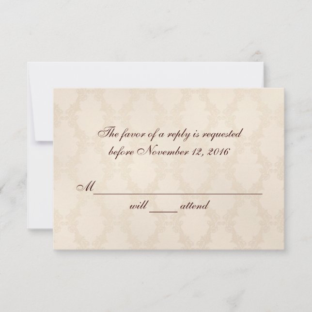 Creamy White Damask UAWG RSVP Karte (Vorderseite)