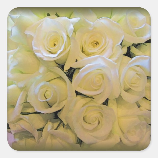 CREAMY WHITE ROSE WEDD UMSCHLAG AUFKLEBER STICKERS (Vorderseite)
